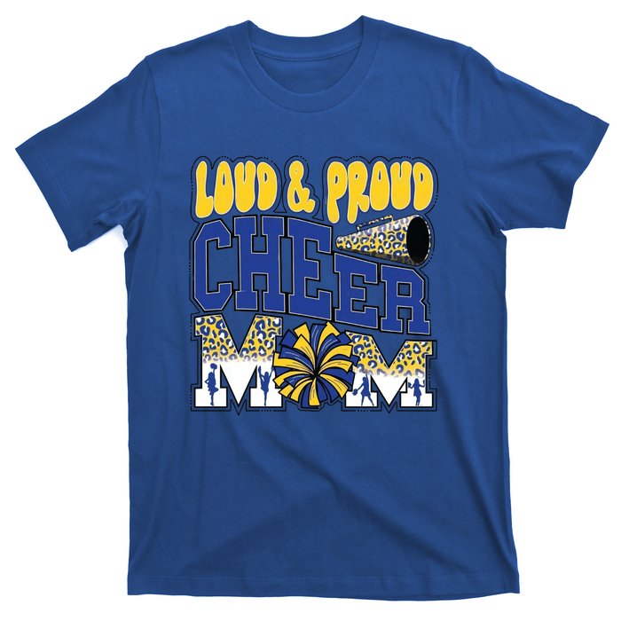 Loud And Proud Cheer Mom Leopard Cheerleader Blue Gift T-Shirt