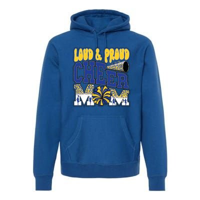 Loud And Proud Cheer Mom Leopard Cheerleader Blue Gift Premium Hoodie