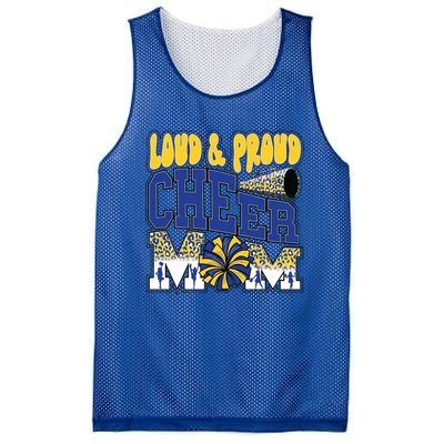 Loud And Proud Cheer Mom Leopard Cheerleader Blue Gift Mesh Reversible Basketball Jersey Tank