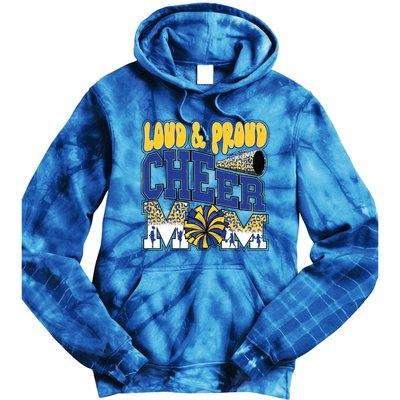 Loud And Proud Cheer Mom Leopard Cheerleader Blue Gift Tie Dye Hoodie