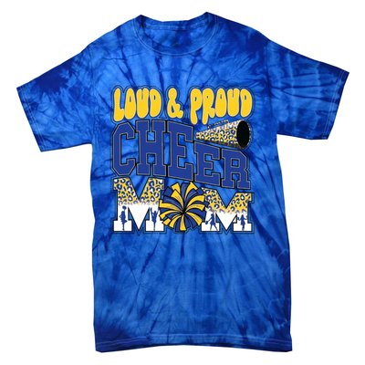 Loud And Proud Cheer Mom Leopard Cheerleader Blue Gift Tie-Dye T-Shirt