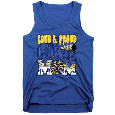 Loud And Proud Cheer Mom Leopard Cheerleader Blue Gift Tank Top