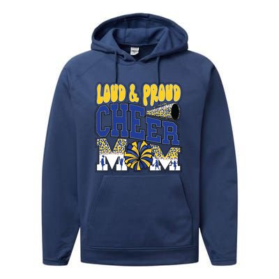 Loud And Proud Cheer Mom Leopard Cheerleader Blue Gift Performance Fleece Hoodie