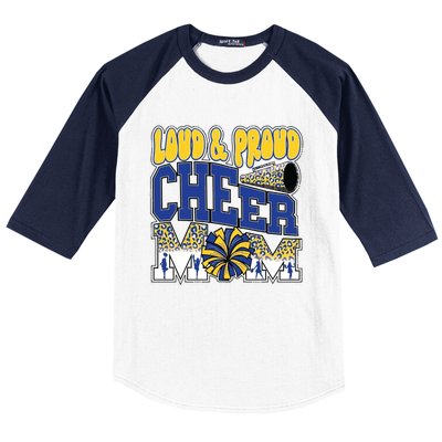 Loud And Proud Cheer Mom Leopard Cheerleader Blue Gift Baseball Sleeve Shirt