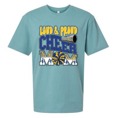 Loud And Proud Cheer Mom Leopard Cheerleader Blue Gift Sueded Cloud Jersey T-Shirt