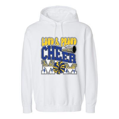 Loud And Proud Cheer Mom Leopard Cheerleader Blue Gift Garment-Dyed Fleece Hoodie