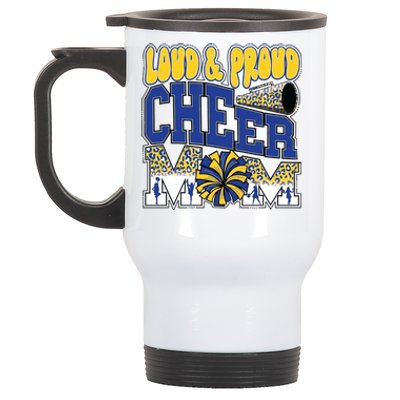 Loud And Proud Cheer Mom Leopard Cheerleader Blue Gift Stainless Steel Travel Mug