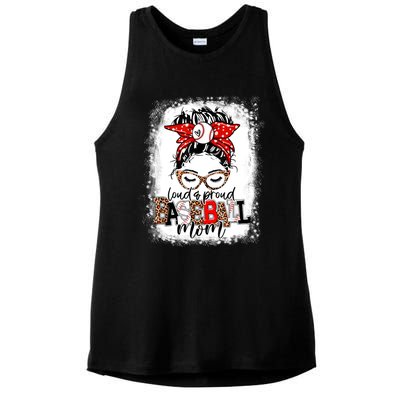 Loud And Proud BaseBall Mom Life Messy Bun Leopard Mother Ladies PosiCharge Tri-Blend Wicking Tank