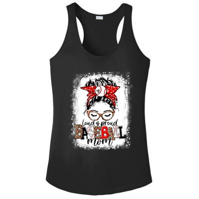 Loud And Proud BaseBall Mom Life Messy Bun Leopard Mother Ladies PosiCharge Competitor Racerback Tank