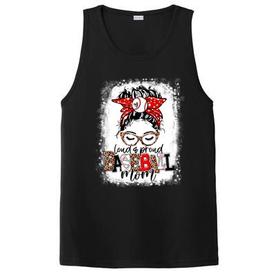 Loud And Proud BaseBall Mom Life Messy Bun Leopard Mother PosiCharge Competitor Tank