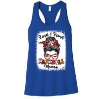 Loud And Proud Baseball Memaw Messy Bun Bleached Gift Women's Racerback Tank