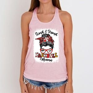 Loud And Proud Baseball Memaw Messy Bun Bleached Gift Women's Knotted Racerback Tank