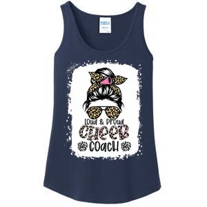 Loud And Proud Cheer Coach Leopard Messy Bun Bleached Ladies Essential Tank