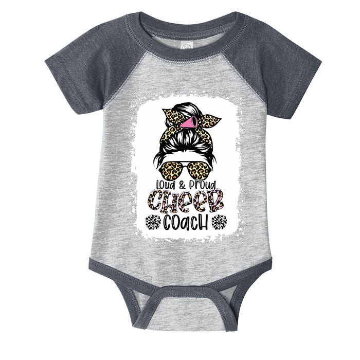 Loud And Proud Cheer Coach Leopard Messy Bun Bleached Infant Baby Jersey Bodysuit