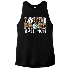 Loud And Proud Ball Mom Leopard Baseball Volleyball Mom Gift Ladies PosiCharge Tri-Blend Wicking Tank