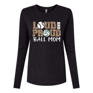 Loud And Proud Ball Mom Leopard Baseball Volleyball Mom Gift Womens Cotton Relaxed Long Sleeve T-Shirt