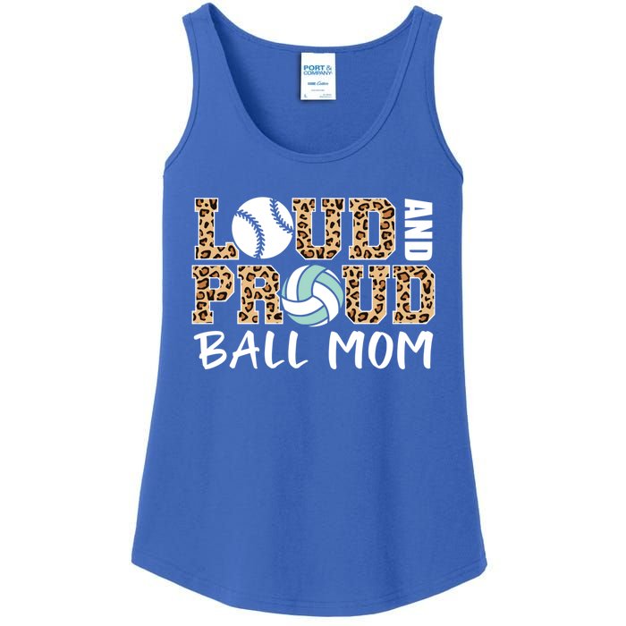 Loud And Proud Ball Mom Leopard Baseball Volleyball Mom Gift Ladies Essential Tank