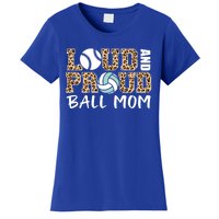 Loud And Proud Ball Mom Leopard Baseball Volleyball Mom Gift Women's T-Shirt