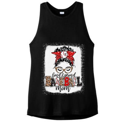Loud And Proud Baseball Mom Messy Bun Bleached Ladies PosiCharge Tri-Blend Wicking Tank