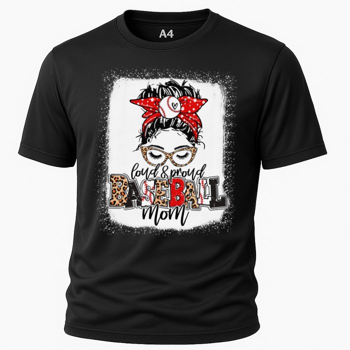 Loud And Proud Baseball Mom Messy Bun Bleached Cooling Performance Crew T-Shirt