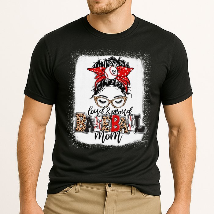 Loud And Proud Baseball Mom Messy Bun Bleached Cooling Performance Crew T-Shirt