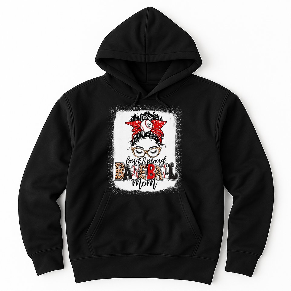 Loud And Proud Baseball Mom Messy Bun Bleached Hoodie