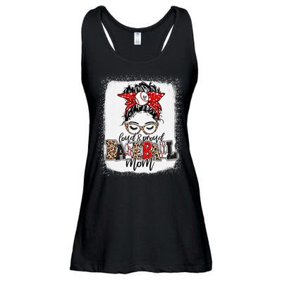 Loud And Proud Baseball Mom Messy Bun Bleached Ladies Essential Flowy Tank