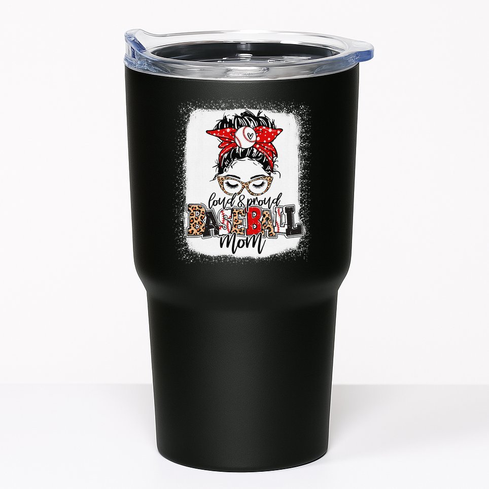Loud And Proud Baseball Mom Messy Bun Bleached Tumbler