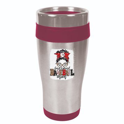 Loud And Proud Baseball Mom Messy Bun Bleached 16oz Travel Tumbler