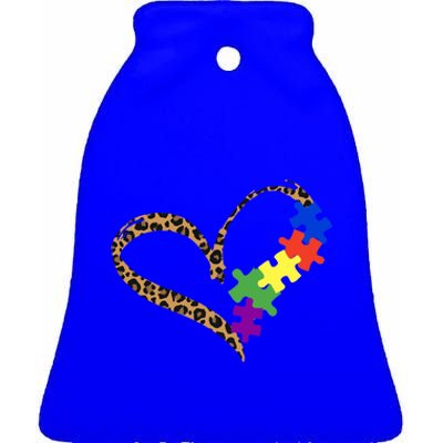 Love Autism Puzzle Leopard Graphic Autism Awareness Gift Ceramic Bell Ornament