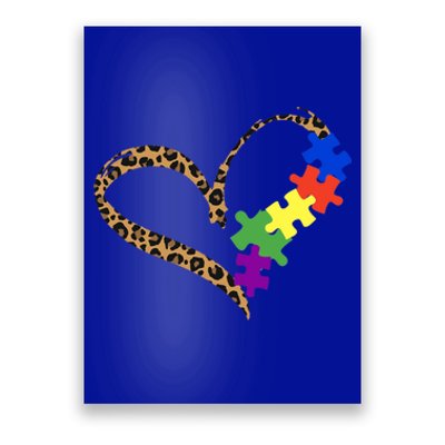 Love Autism Puzzle Leopard Graphic Autism Awareness Gift Poster