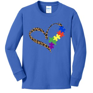 Love Autism Puzzle Leopard Graphic Autism Awareness Gift Kids Long Sleeve Shirt