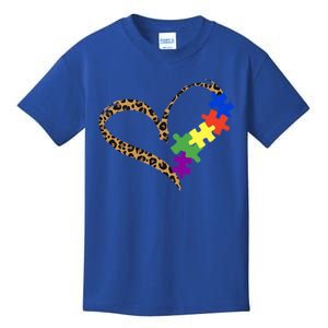 Love Autism Puzzle Leopard Graphic Autism Awareness Gift Kids T-Shirt