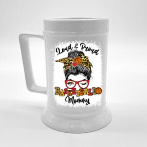 Loud And Proud Basketball Mommy Messy Bun Bleached Gift Beer Stein