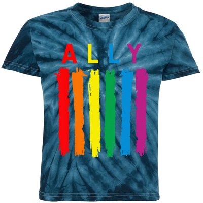 LGBT Ally Pride Rainbow Proud Ally Kids Tie-Dye T-Shirt