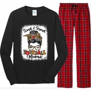 Loud And Proud Football Memaw Messy Bun Bleached Gift Long Sleeve Pajama Set