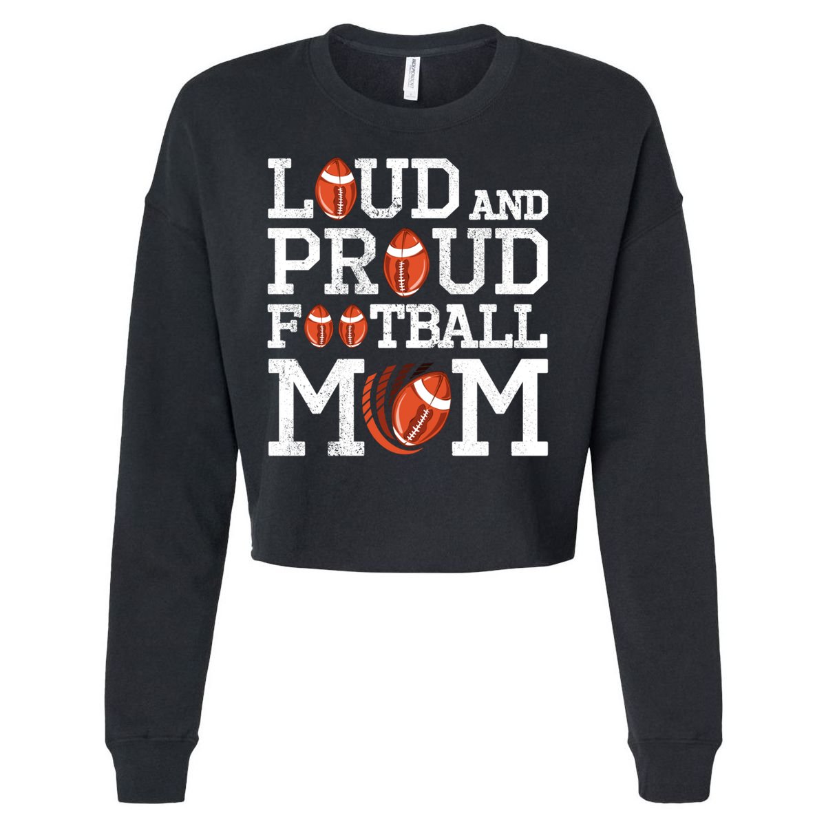 Loud And Proud Football Mom Game Season Vintage Football Gift Cropped Pullover Crew