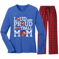 Loud And Proud Football Mom Game Season Vintage Football Gift Women's Long Sleeve Flannel Pajama Set 