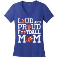 Loud And Proud Football Mom Game Season Vintage Football Gift Women's V-Neck T-Shirt