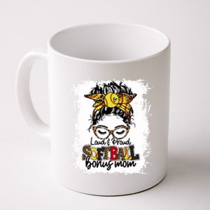 Loud And Proud Softball Bonus Mom Messy Bun Game Day Vibes Cute Gift Coffee Mug