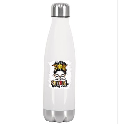 Loud And Proud Softball Bonus Mom Messy Bun Game Day Vibes Cute Gift Stainless Steel Insulated Water Bottle