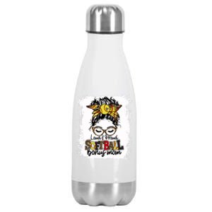 Loud And Proud Softball Bonus Mom Messy Bun Game Day Vibes Cute Gift Stainless Steel Insulated Water Bottle