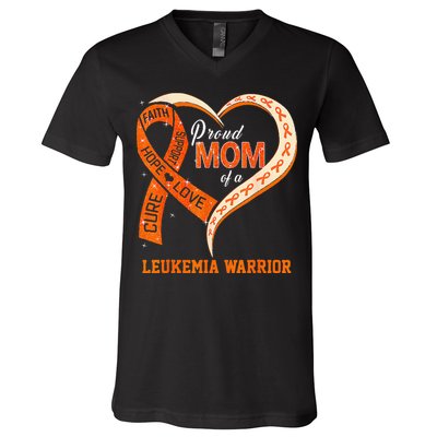 Leukemia Awareness Proud Mom Of A Leukemia Warrior V-Neck T-Shirt