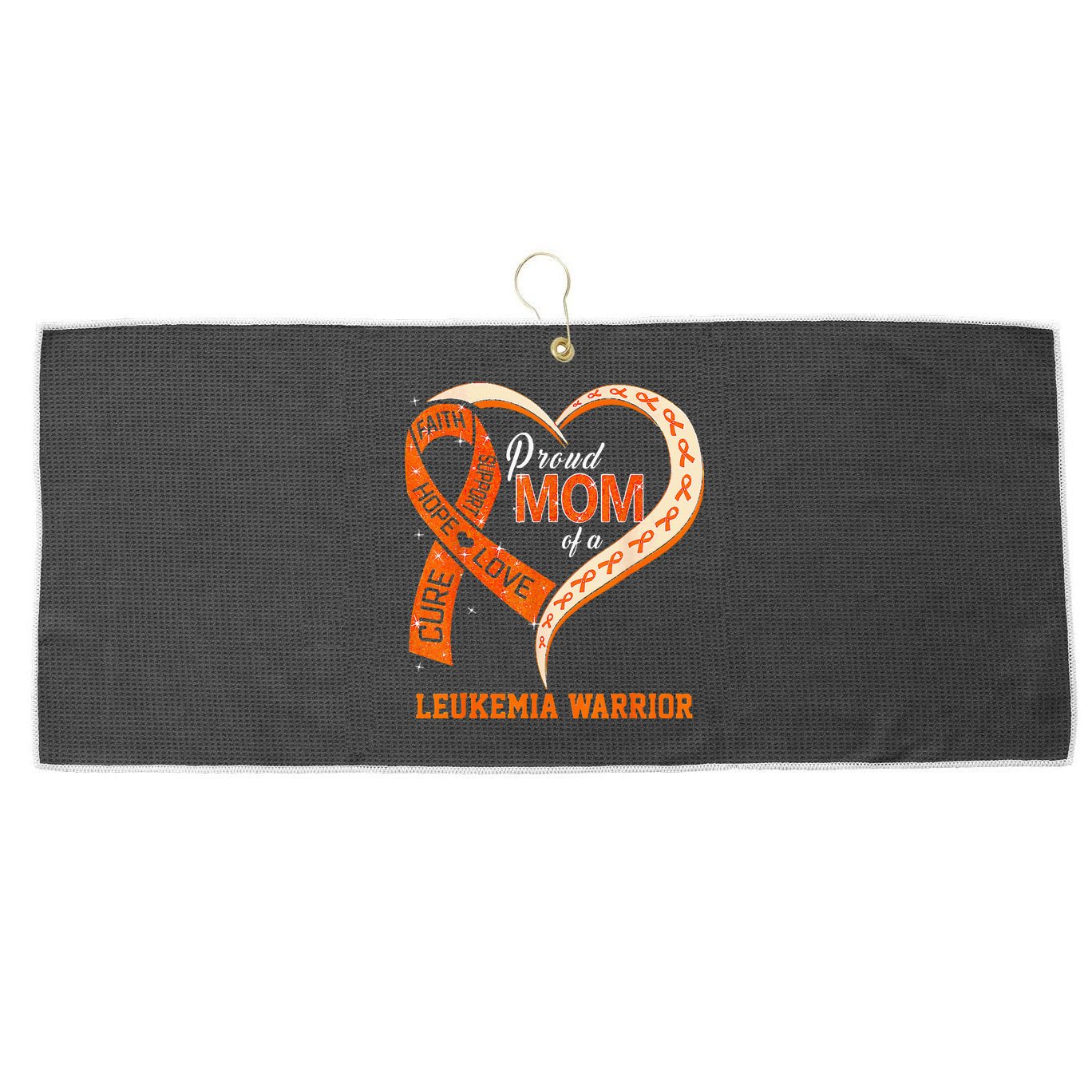 Leukemia Awareness Proud Mom Of A Leukemia Warrior Large Microfiber Waffle Golf Towel