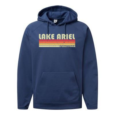 Lake Ariel Pennsylvania Funny Fishing Camping Summer Gift Performance Fleece Hoodie