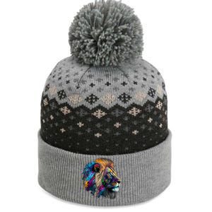 Lion Animal Print Art Animal Lovers Colourful Lion The Baniff Cuffed Pom Beanie