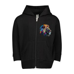 Lion Animal Print Art Animal Lovers Colourful Lion Toddler Zip Fleece Hoodie