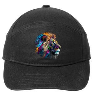 Lion Animal Print Art Animal Lovers Colourful Lion 7-Panel Snapback Hat