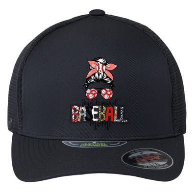 Loud And Proud Baseball Mom Messy Bun Funny Mothers Day 2024 Flexfit Unipanel Trucker Cap