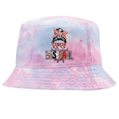 Loud And Proud Baseball Mom Messy Bun Funny Mothers Day 2024 Tie-Dyed Bucket Hat